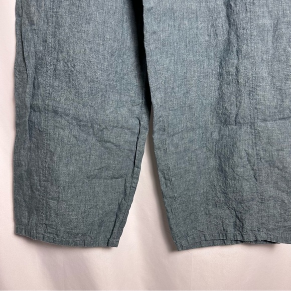 Eileen Fisher 100% Organic Linen Wide Leg Pants Blue Green Small Lagenlook - Picture 8 of 12